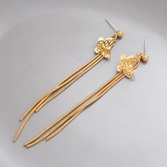 4/$25 All Flutter Butterfly Chain Linear Drop Earrings - Picture 1 of 5